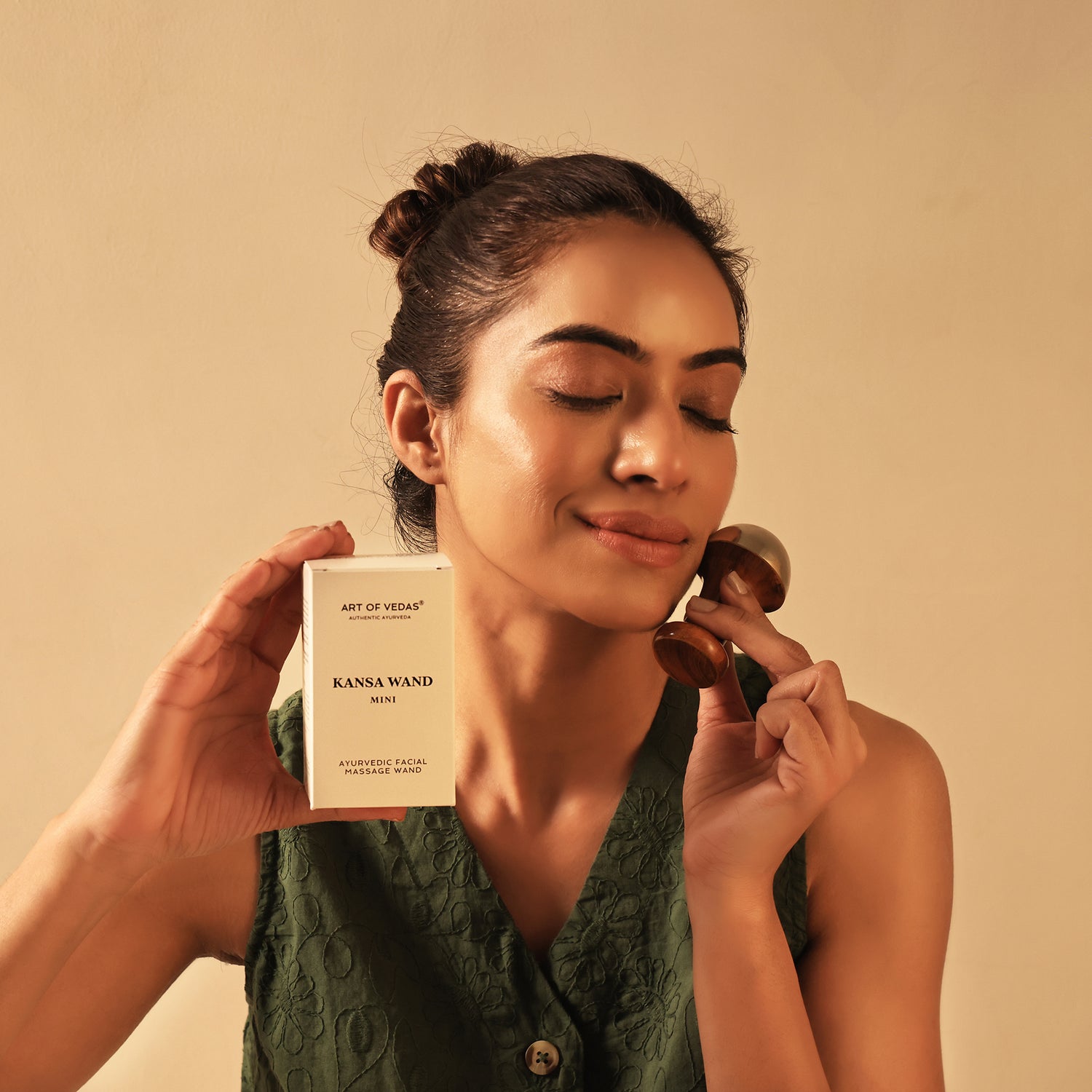 Art of Vedas Mini Kansa Wand with Box - Ayurvedic Facial Massage Wand for Face Lifting and Skin Glow