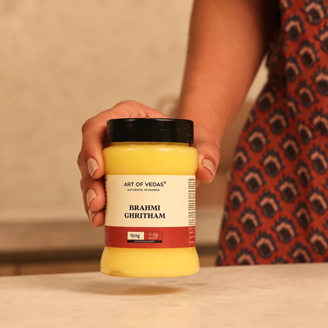 Art of Vedas Brahmi Ghritham em frasco de 150 g, ghee ayurvédico clássico cozinhado lentamente pelo método Sneha Paka